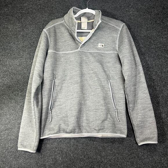 The North Face Jacket Small Gray Patrol Sherpa 1/4 Snap Button Pullover - Picture 1 of 5